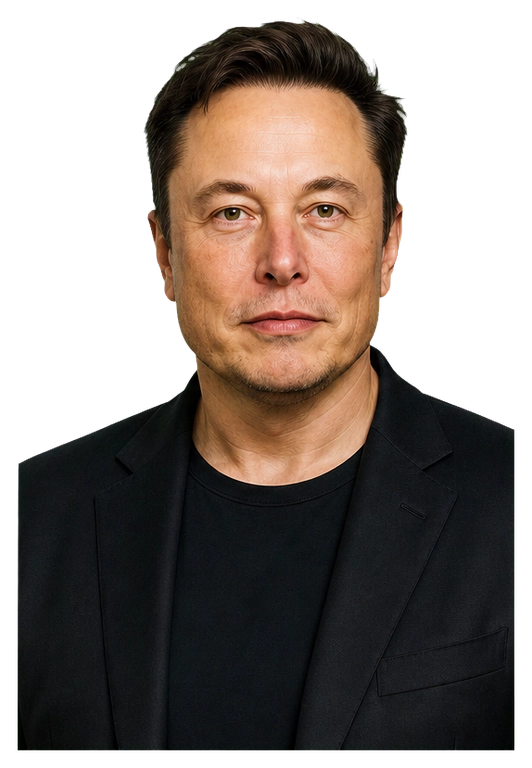 Elon Musk upper-body agent artwork