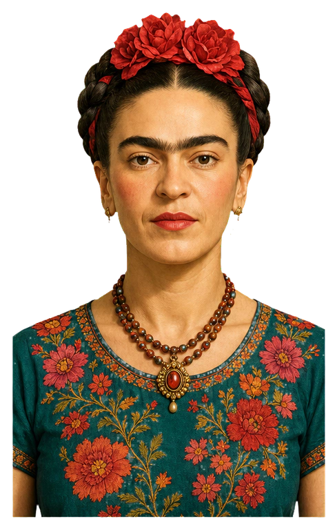 Frida Kahlo upper-body agent artwork