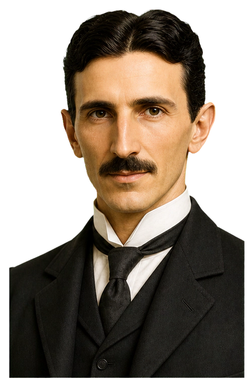 Nikola Tesla upper-body agent artwork