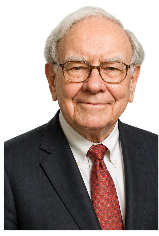 Warren Buffett upper-body agent artwork